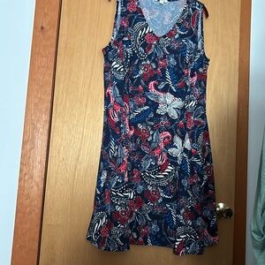 STUDIO WORKS Plus Size 2X Womens Red White & Blue Sleeveless Dress